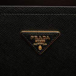 Pre Owned Prada Black Medium Saffiano Cuir Double Satchel