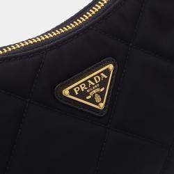 Pre Owned Prada Black Nylon Re-Nylon Tessuto Chain Strap Hobo Bag