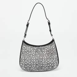 Pre Owned Prada Black Satin Cleo Crystals Hobo