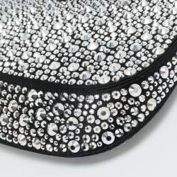 Pre Owned Prada Black Satin Cleo Crystals Hobo
