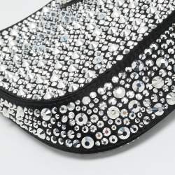 Pre Owned Prada Black Satin Cleo Crystals Hobo