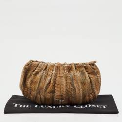 Pre Owned Prada Brown/Grey Python Zip Clutch