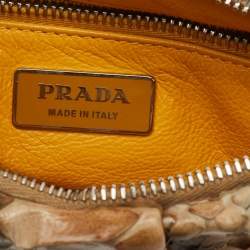 Pre Owned Prada Brown/Grey Python Zip Clutch
