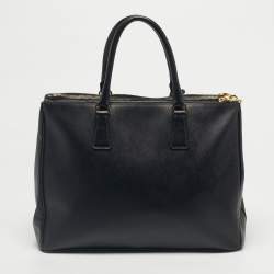 Pre Owned Prada Black Saffiano Lux Leather Large Galleria Double Zip Tote