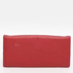 Pre Owned Prada Red Leather Continental Wallet