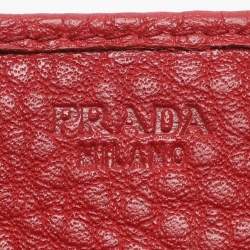 Pre Owned Prada Red Leather Continental Wallet