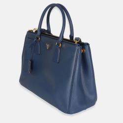 Pre Owned Prada Navy Saffiano Medium Galleria Double Zip Tote