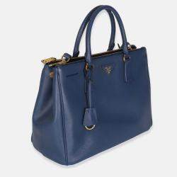 Pre Owned Prada Navy Saffiano Medium Galleria Double Zip Tote