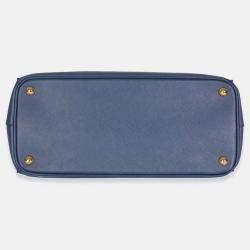 Pre Owned Prada Navy Saffiano Medium Galleria Double Zip Tote