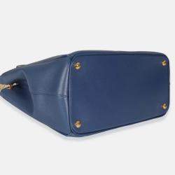 Pre Owned Prada Navy Saffiano Medium Galleria Double Zip Tote