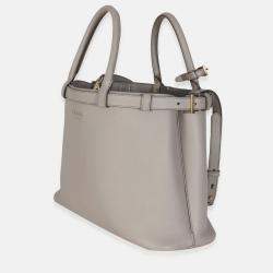 Pre Owned Prada Grey Soft Grained Calfskin Vitello Medium Buckle Bag
