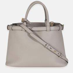 Pre Owned Prada Grey Soft Grained Calfskin Vitello Medium Buckle Bag
