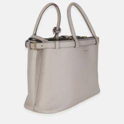 Pre Owned Prada Grey Soft Grained Calfskin Vitello Medium Buckle Bag
