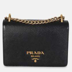 Pre Owned Prada Black Saffiano Chain Shoulder Bag