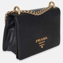 Pre Owned Prada Black Saffiano Chain Shoulder Bag