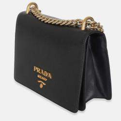 Pre Owned Prada Black Saffiano Chain Shoulder Bag