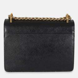 Pre Owned Prada Black Saffiano Chain Shoulder Bag