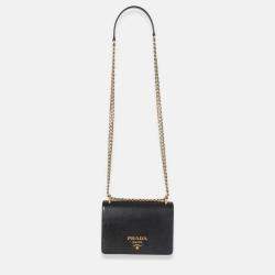 Pre Owned Prada Black Saffiano Chain Shoulder Bag