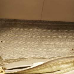 Pre Owned Prada Two Tone Beige Saffino Leather Medium Double Zip Tote