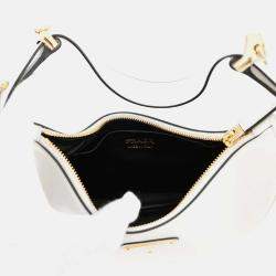 Pre Owned Prada Arke Shoulder Bag White Leather Size Small