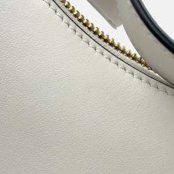 Pre Owned Prada Arke Shoulder Bag White Leather Size Small