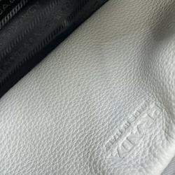 Pre Owned Prada Punching Logo Tote Bag Gray Leather Size Small