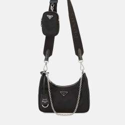 Pre Owned Prada Re-Edition 2005 Re-Nylon Shoulder Bag Black Nylon