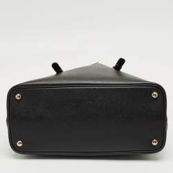 Pre Owned Prada Black Saffiano Cuir Leather Medium Double Handle Tote