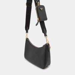 Pre Owned Prada Re-Edition 2005 Saffiano Shoulder Bag Black