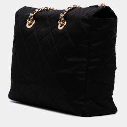 Pre Owned Prada Black Large Impuntu Re Nylon Re Edition 1995 Chaine Tote