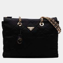 Pre Owned Prada Black Large Impuntu Re Nylon Re Edition 1995 Chaine Tote
