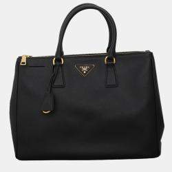 Pre Owned Prada Saffiano Lux Double Zip Tote Bag