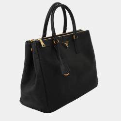 Pre Owned Prada Saffiano Lux Double Zip Tote Bag