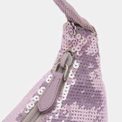 Pre Owned Prada Purple Mini Re Nylon Paillettes Sequin Re Edition 2000 Shoulder Bag