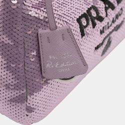 Pre Owned Prada Purple Mini Re Nylon Paillettes Sequin Re Edition 2000 Shoulder Bag