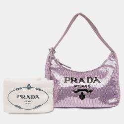 Pre Owned Prada Purple Mini Re Nylon Paillettes Sequin Re Edition 2000 Shoulder Bag