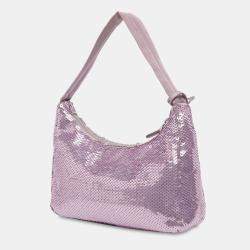 Pre Owned Prada Purple Mini Re Nylon Paillettes Sequin Re Edition 2000 Shoulder Bag
