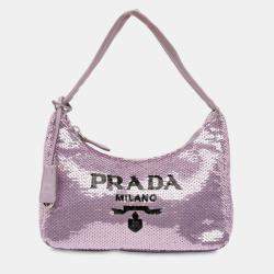 Pre Owned Prada Purple Mini Re Nylon Paillettes Sequin Re Edition 2000 Shoulder Bag