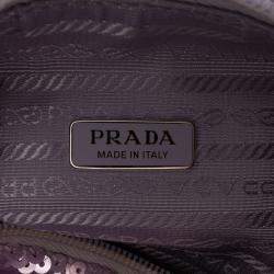 Pre Owned Prada Purple Mini Re Nylon Paillettes Sequin Re Edition 2000 Shoulder Bag