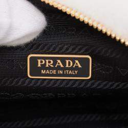 Pre Owned Prada White Mini Shearling Triangle Satchel