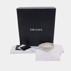 Pre Owned Prada White Mini Shearling Triangle Satchel