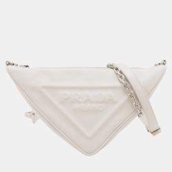 Pre Owned Prada White Grace Lux Triangle Crossbody
