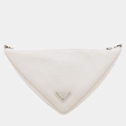 Pre Owned Prada White Grace Lux Triangle Crossbody