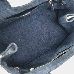 Pre Owned Prada Blue Denim Canapa Tote Handbag