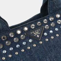 Pre Owned Prada Blue Denim Canapa Tote Handbag