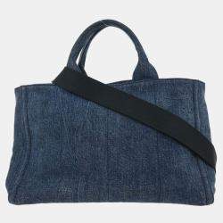 Pre Owned Prada Blue Denim Canapa Tote Handbag