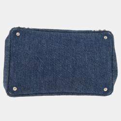 Pre Owned Prada Blue Denim Canapa Tote Handbag