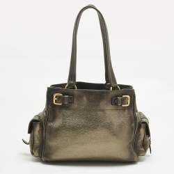 Pre Owned Prada Metallic Ombre Vitello Daino Leather Side Pocket Tote