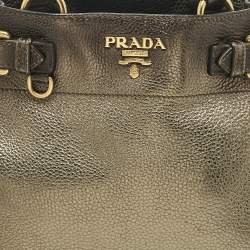 Pre Owned Prada Metallic Ombre Vitello Daino Leather Side Pocket Tote