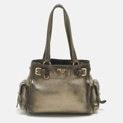 Pre Owned Prada Metallic Ombre Vitello Daino Leather Side Pocket Tote
